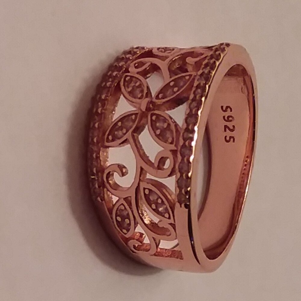 Sterling Silver Rose Gold Ring - Picture 2 of 4